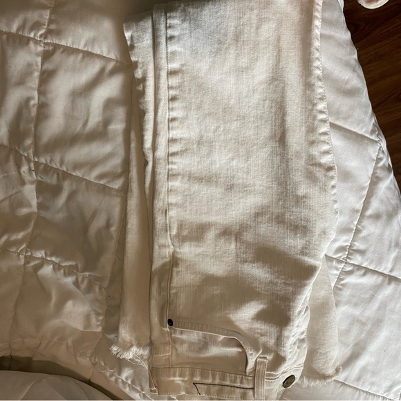 Current/Elliott The Fip Flop Sugar White Jeans Flare Raw Fringe Hem Edgy Sz 25 - Picture 7 of 15